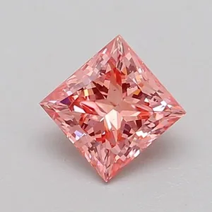 0.64ct PRINCESS Fancy Vivid Pink VS2 Coloured Lab diamond