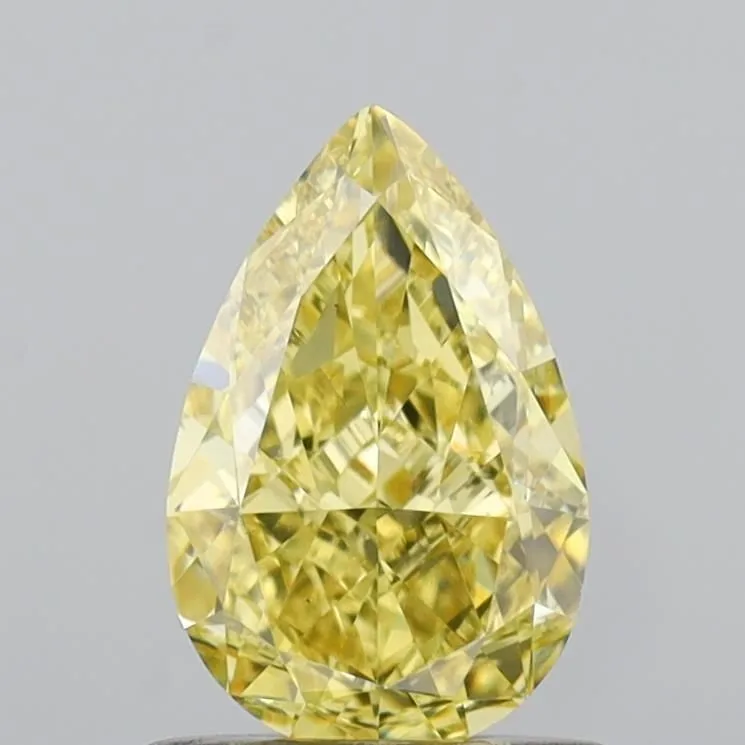0.95ct PEAR Fancy Vivid Yellow VS1 Coloured Lab diamond