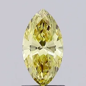 0.91ct MARQUISE Fancy Intense Yellow VVS2 Coloured Lab diamond
