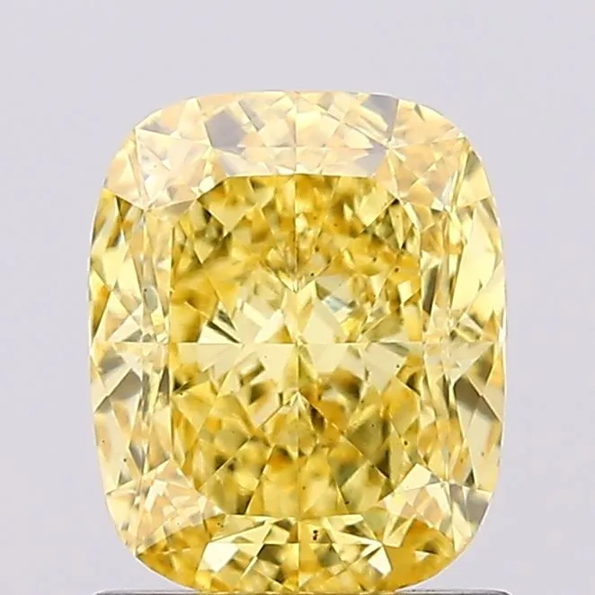 1.27ct CUSHION Fancy Vivid Yellow VS2 Coloured Lab diamond