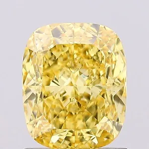 1.27ct CUSHION Fancy Vivid Yellow VS2 Coloured Lab diamond