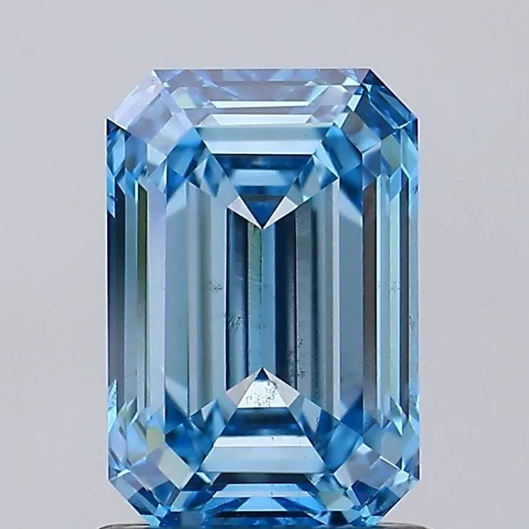 1.49ct EMERALD Fancy Vivid Blue VVS2 Coloured Lab diamond
