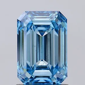 1.49ct EMERALD Fancy Vivid Blue VVS2 Coloured Lab diamond