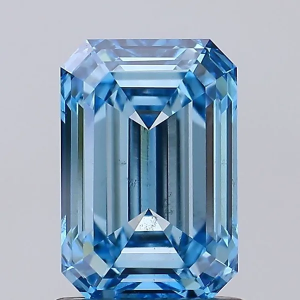 1.49ct EMERALD Fancy Vivid Blue VVS2 Coloured Lab diamond