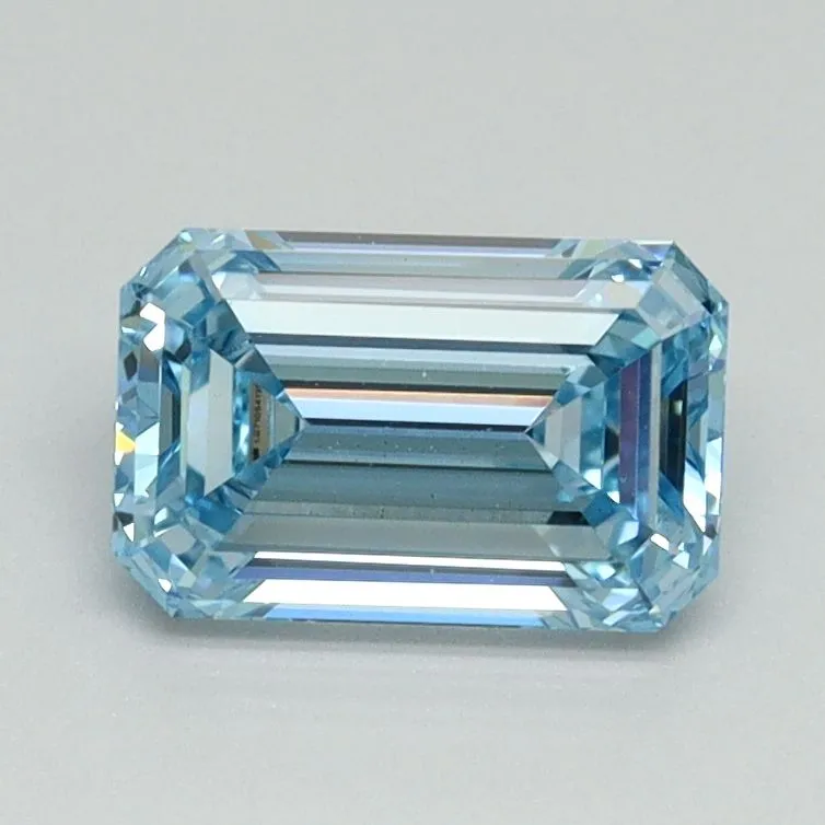 1.12ct EMERALD Fancy Vivid Blue VVS2 Coloured Lab diamond