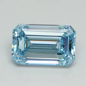 1.12ct EMERALD Fancy Vivid Blue VVS2 Coloured Lab diamond