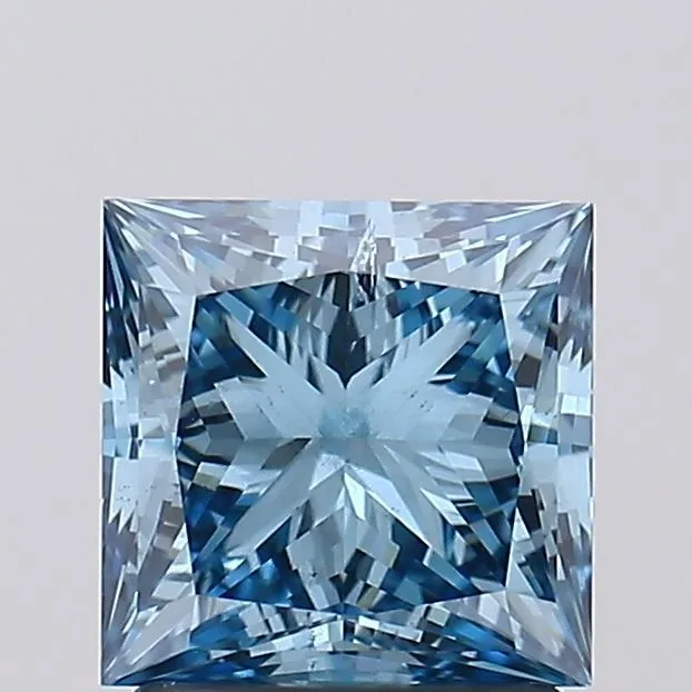 1.86ct PRINCESS Fancy Vivid Blue SI2 Coloured Lab diamond