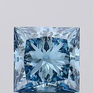 1.86ct PRINCESS Fancy Vivid Blue SI2 Coloured Lab diamond
