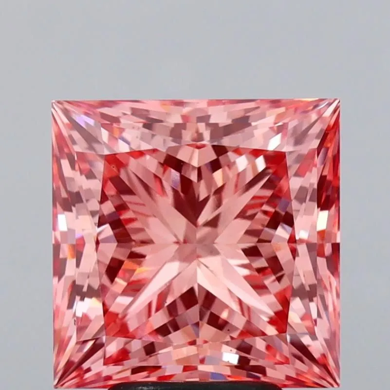 5.27ct PRINCESS Fancy Vivid Pink VS1 Coloured Lab diamond