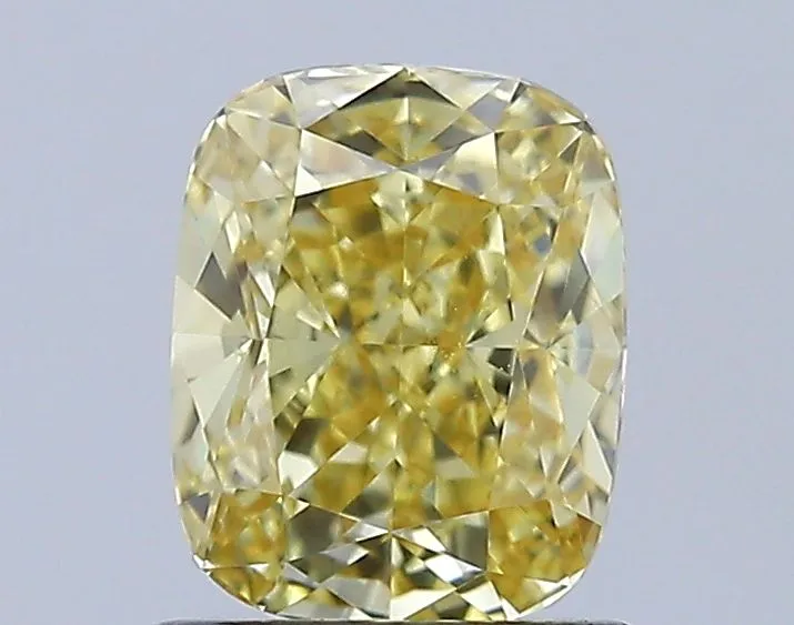 1.12ct CUSHION Fancy Intense Yellow VVS2 Coloured Lab diamond