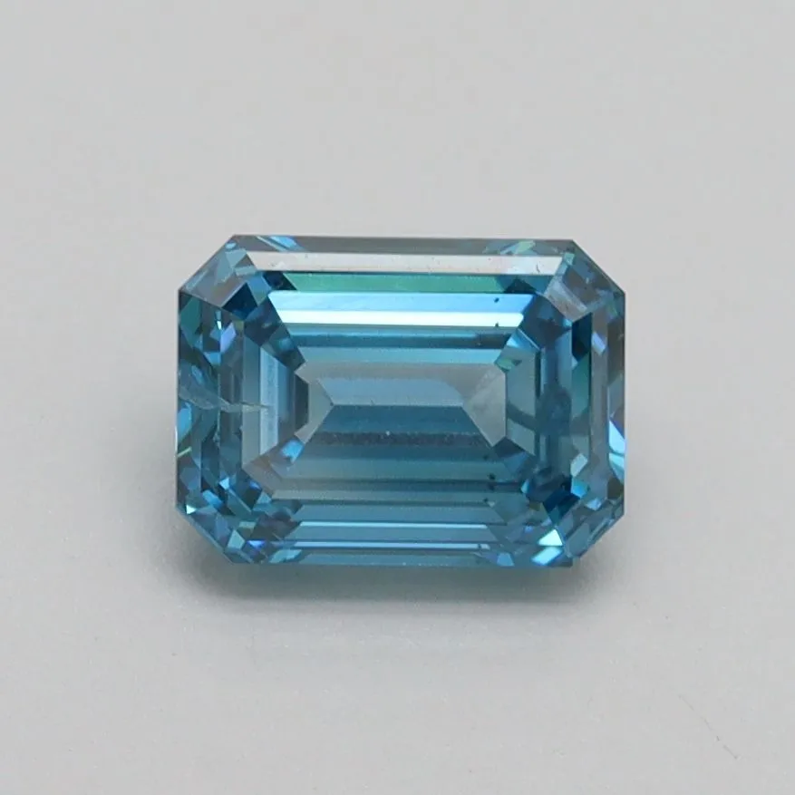 1.01ct EMERALD Fancy Vivid Blue SI2 Coloured Lab diamond