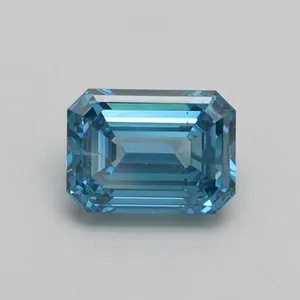 1.01ct EMERALD Fancy Vivid Blue SI2 Coloured Lab diamond