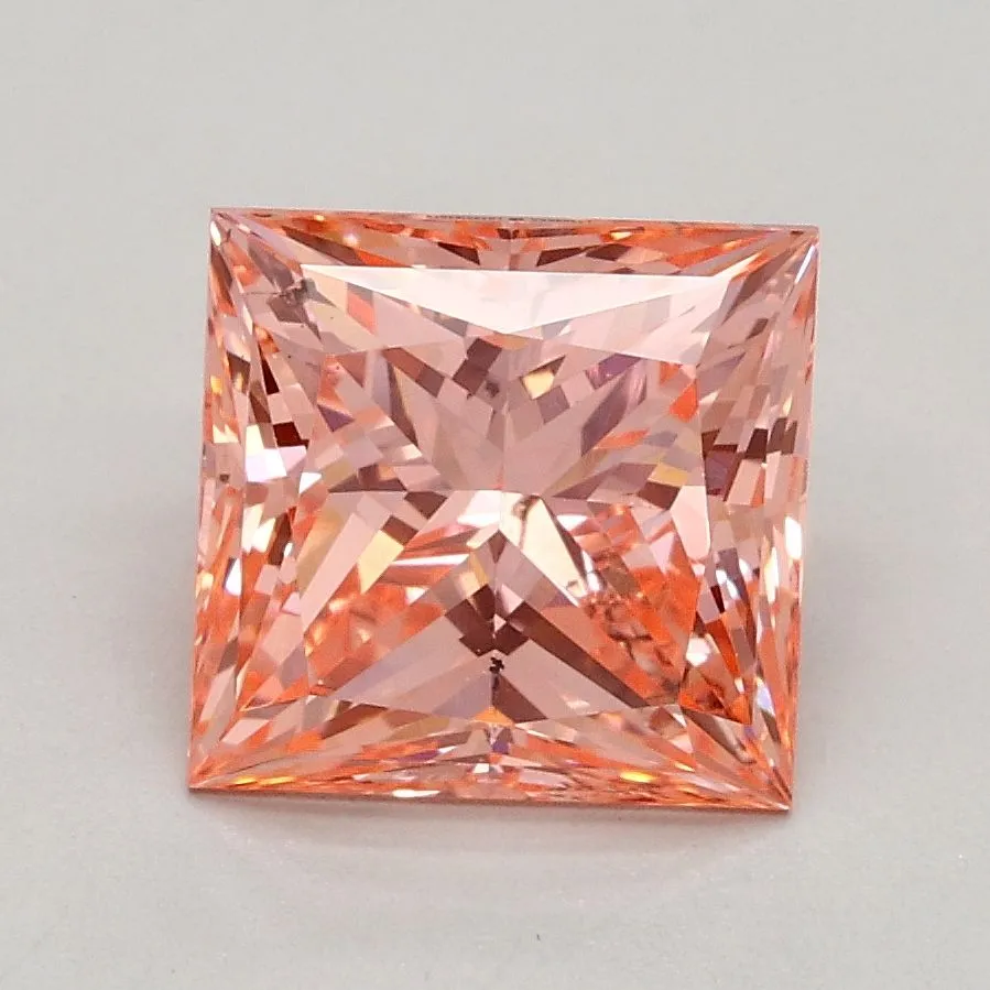 1.70ct PRINCESS Fancy Intense Pink SI1 Coloured Lab diamond