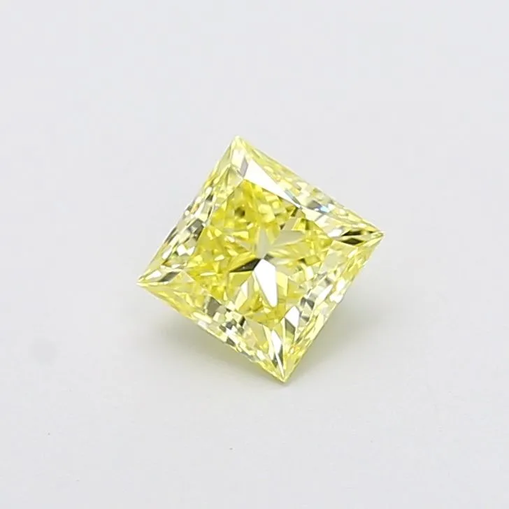 1.02ct PRINCESS Fancy Yellow VVS2 Coloured Lab diamond