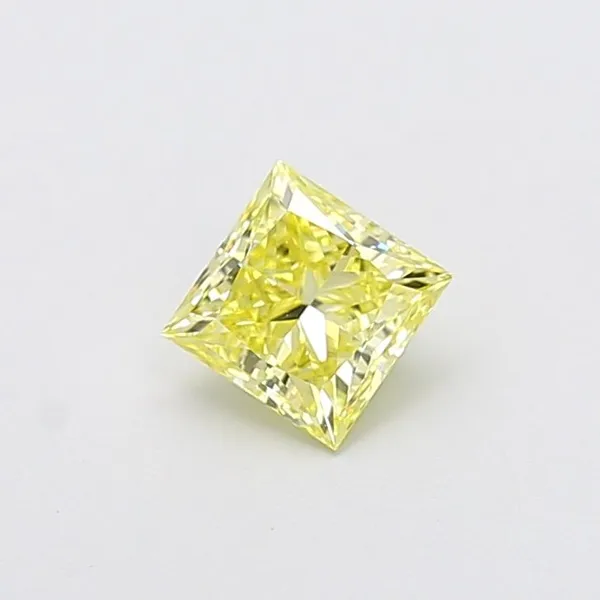 1.02ct PRINCESS Fancy Yellow VVS2 Coloured Lab diamond