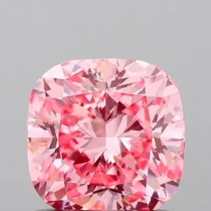 1.08ct CUSHION Fancy Vivid Pink VS1 Coloured Lab diamond