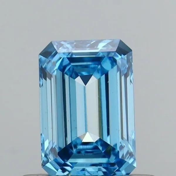 0.51ct EMERALD Fancy Vivid Blue VVS2 Coloured Lab diamond
