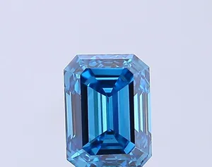1.51ct EMERALD Fancy Vivid Blue VS1 Coloured Lab diamond