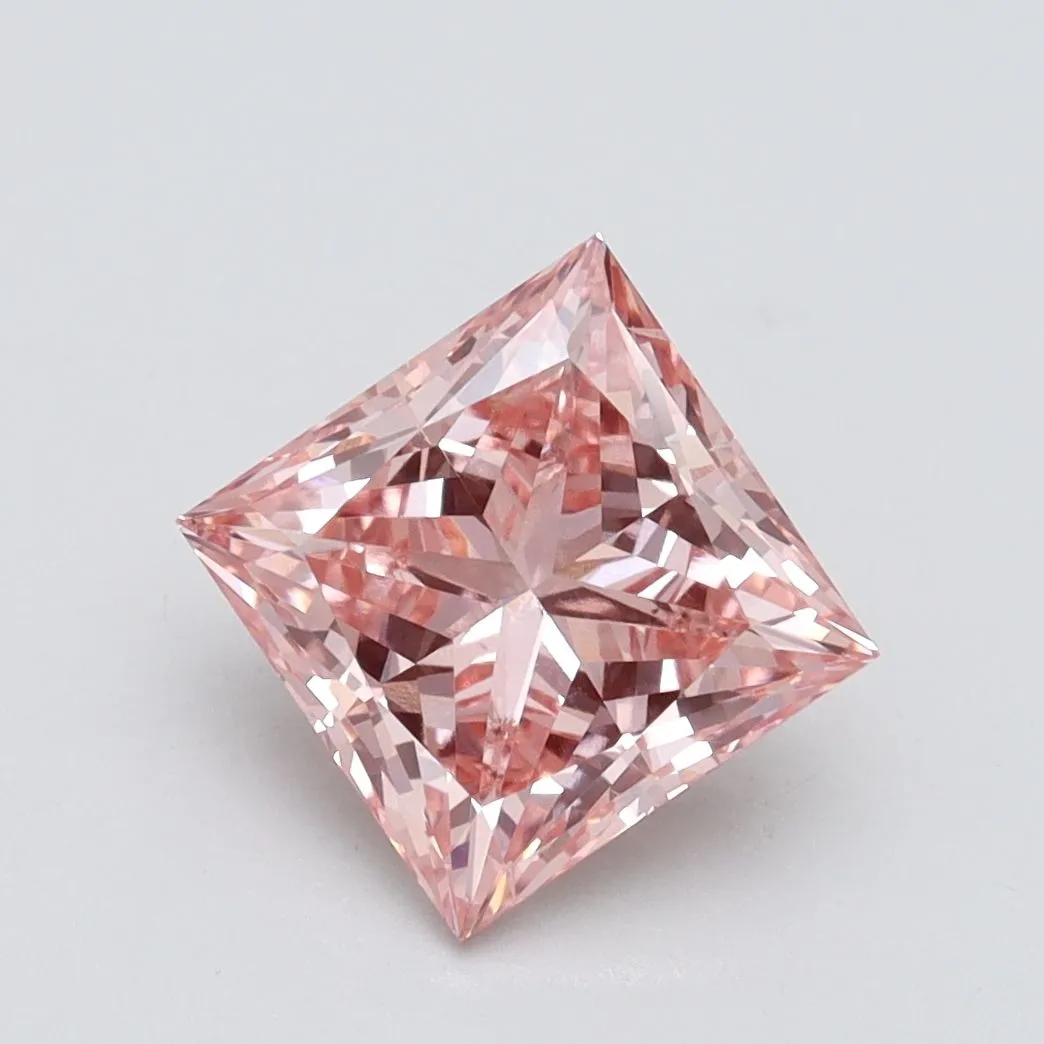2.02ct PRINCESS Fancy Intense Pink VS2 Coloured Lab diamond
