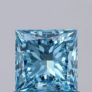 1.07ct PRINCESS Fancy Vivid Blue VS1 Coloured Lab diamond