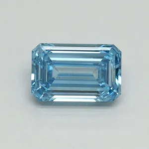 0.51ct EMERALD Fancy Vivid Blue VS2 Coloured Lab diamond