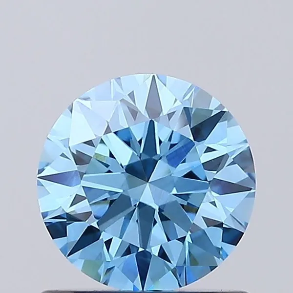 0.88ct ROUND Fancy Vivid Blue VVS2 Coloured Lab diamond
