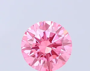 0.9ct ROUND Fancy Vivid Pink VS1 Coloured Lab diamond