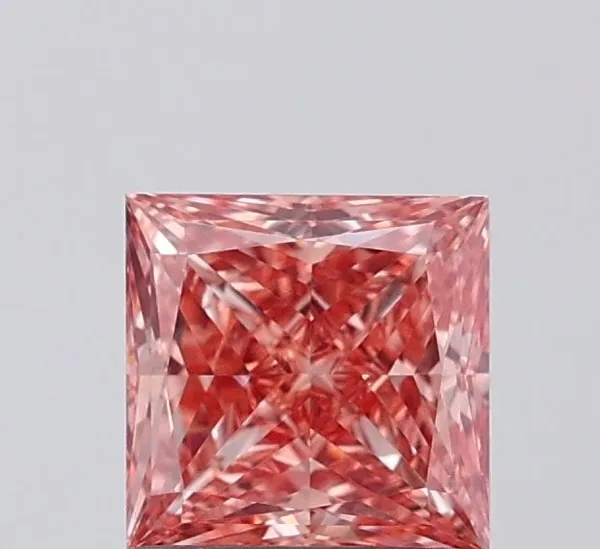 1.1ct PRINCESS Fancy Vivid Pink VS1 Coloured Lab diamond