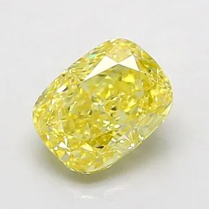 0.91ct CUSHION Fancy Intense Yellow VVS2 Coloured Lab diamond