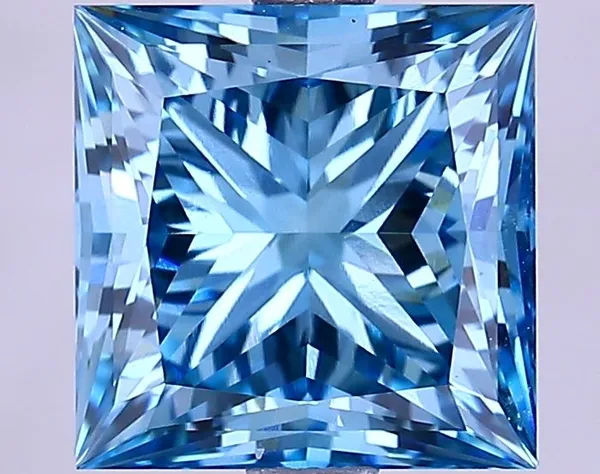 2.98ct PRINCESS Fancy Vivid Blue VVS2 Coloured Lab diamond