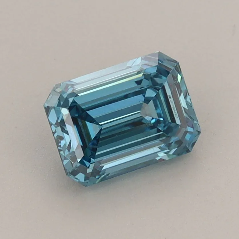 1.14ct EMERALD Fancy Vivid Blue VS1 Coloured Lab diamond
