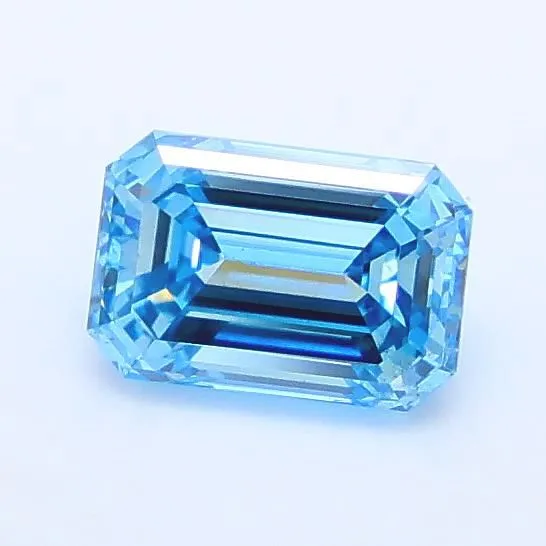 0.98ct EMERALD Fancy Vivid Blue SI1 Coloured Lab diamond