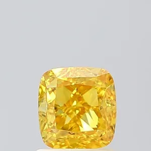 0.99ct CUSHION Fancy Vivid Yellow VS1 Coloured Lab diamond