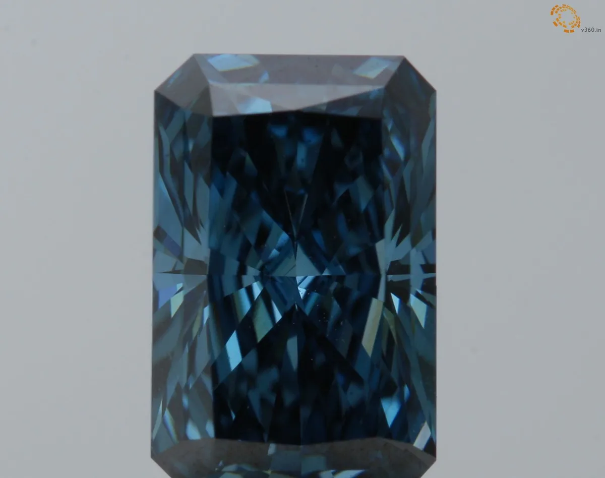 1.34ct RADIANT Fancy Vivid Blue VS1 Coloured Lab diamond
