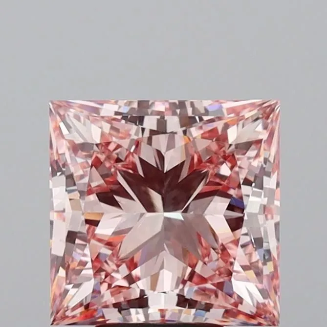 5.51ct PRINCESS Fancy Vivid Pink VS1 Coloured Lab diamond