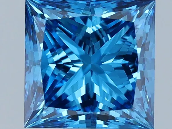 1.09ct PRINCESS Fancy Vivid Blue VS1 Coloured Lab diamond