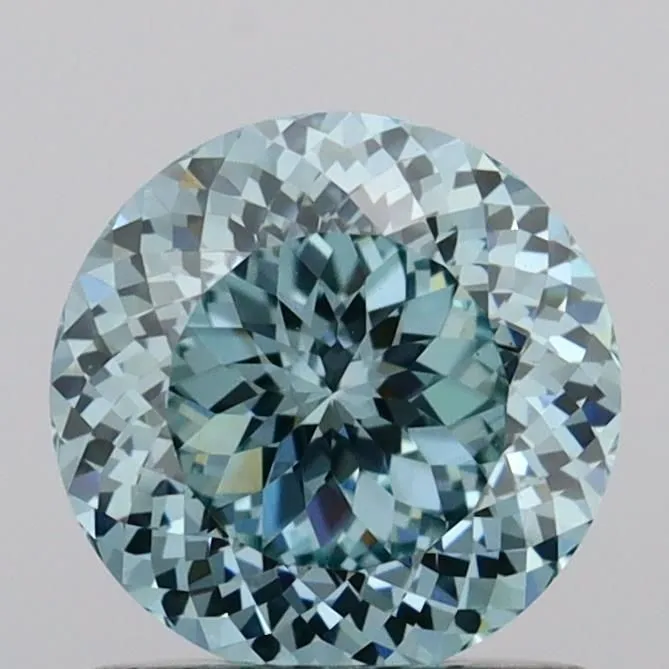 1.05ct ROUND Fancy Vivid Greenish Blue VS1 Coloured Lab diamond