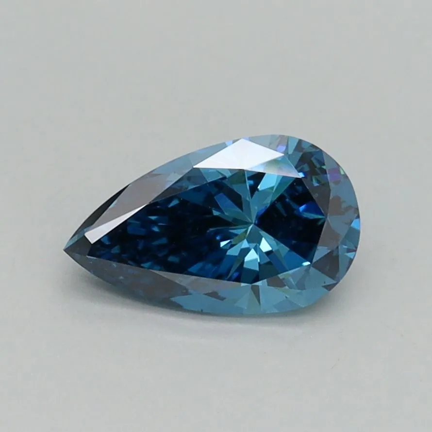 0.73ct PEAR Fancy Vivid Blue VS1 Coloured Lab diamond