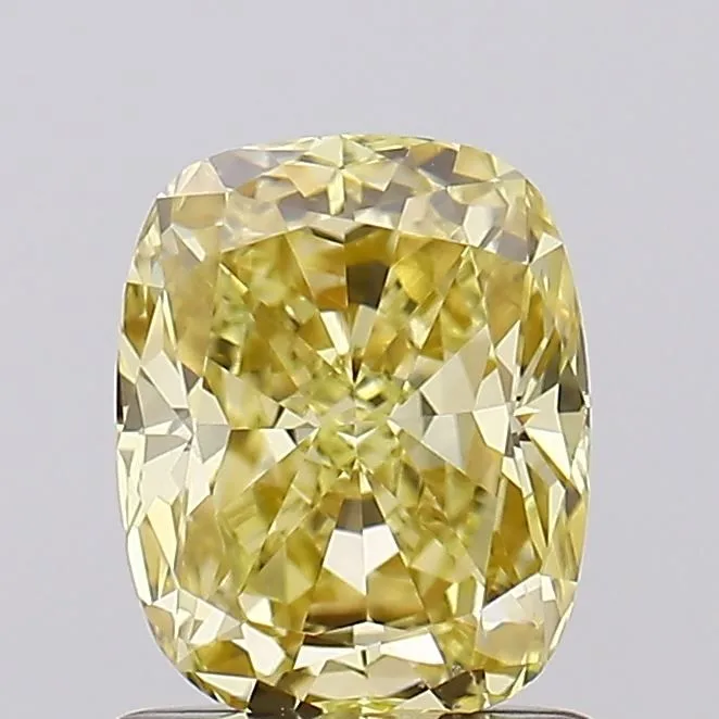 1.23ct CUSHION Fancy Intense Yellow VVS2 Coloured Lab diamond
