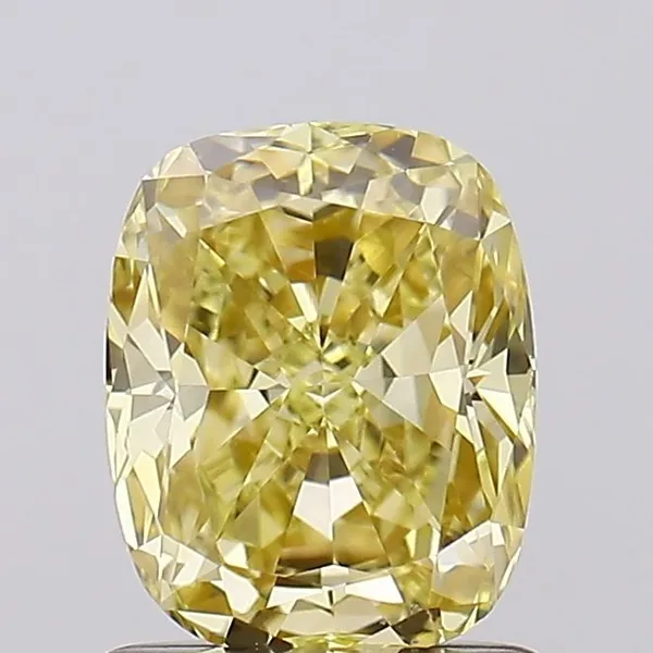 1.23ct CUSHION Fancy Intense Yellow VVS2 Coloured Lab diamond