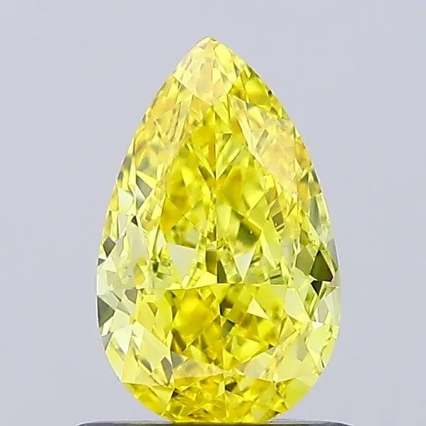 0.79ct PEAR Fancy Vivid Yellow VVS2 Coloured Lab diamond