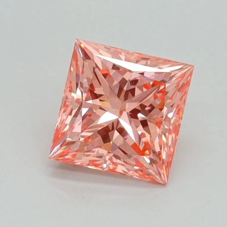 1.01ct PRINCESS Fancy Vivid Pink SI1 Coloured Lab diamond