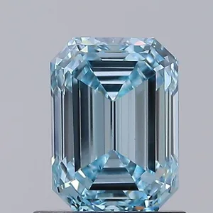 1.05ct EMERALD Fancy Vivid Blue VVS2 Coloured Lab diamond