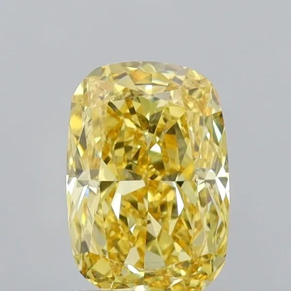 1.29ct CUSHION Fancy Intense Yellow VS1 Coloured Lab diamond