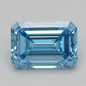 1.04ct EMERALD Fancy Vivid Blue VS1 Coloured Lab diamond