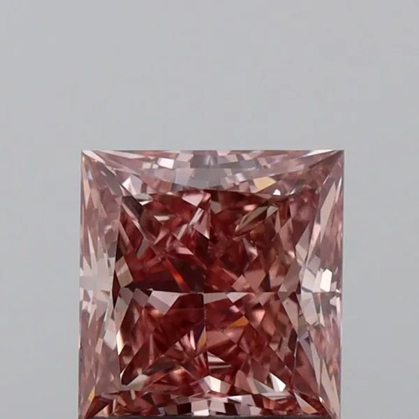 1.01ct PRINCESS Fancy Intense Brown Pink VS2 Coloured Lab diamond