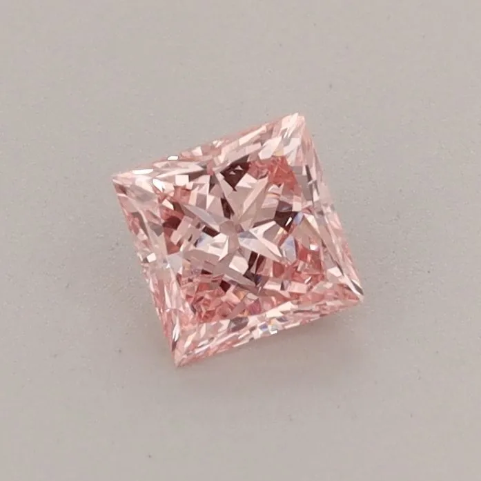 0.42ct PRINCESS Fancy Vivid Pink VVS2 Coloured Lab diamond