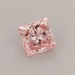 0.42ct PRINCESS Fancy Vivid Pink VVS2 Coloured Lab diamond