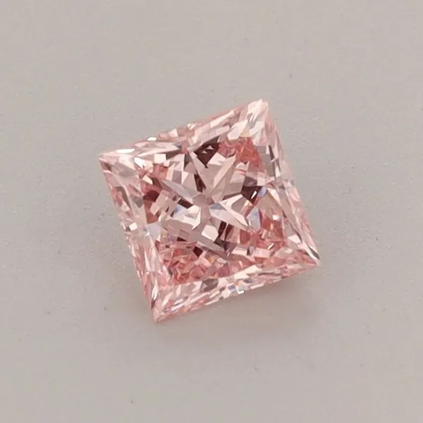 0.42ct PRINCESS Fancy Vivid Pink VVS2 Coloured Lab diamond