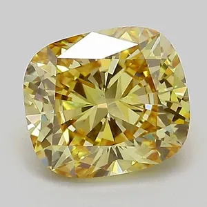1.37ct CUSHION Fancy Yellow VS2 Coloured Lab diamond